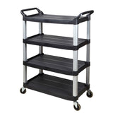 SOGA 4 Tier Food Trolley Portable Kitchen Cart Multifunctional Big Utility Service with wheels 950x500x1270mm Black