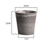 SOGA 2X 32cm Rock Grey Round Resin Plant Flower Pot in Cement Pattern Planter Cachepot for Indoor Home Office