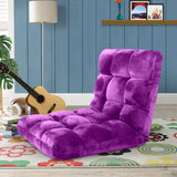 SOGA Floor Recliner Folding Lounge Sofa Futon Couch Folding Chair Cushion Purple x2