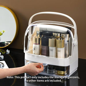 SOGA 2 Tier White Countertop Cosmetic Makeup Brush Lipstick Holder Organiser and 20cm Rechargeable LED Light Tabletop Mirror Set