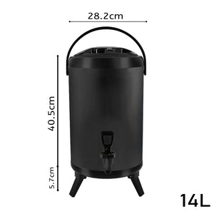 SOGA 4X 14L Stainless Steel Insulated Milk Tea Barrel Hot and Cold Beverage Dispenser Container with Faucet Black