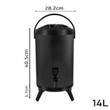SOGA 4X 14L Stainless Steel Insulated Milk Tea Barrel Hot and Cold Beverage Dispenser Container with Faucet Black