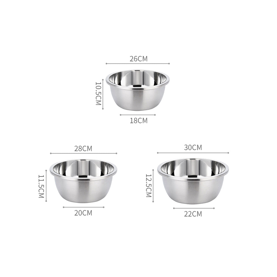 SOGA 2X 3Pcs Deepen Polished Stainless Steel Stackable Baking Washing Mixing Bowls Set Food Storage Basin