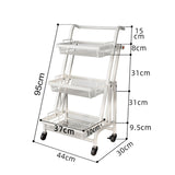 SOGA 2X 3 Tier Steel White Adjustable Kitchen Cart Multi-Functional Shelves Storage Organizer with Wheels