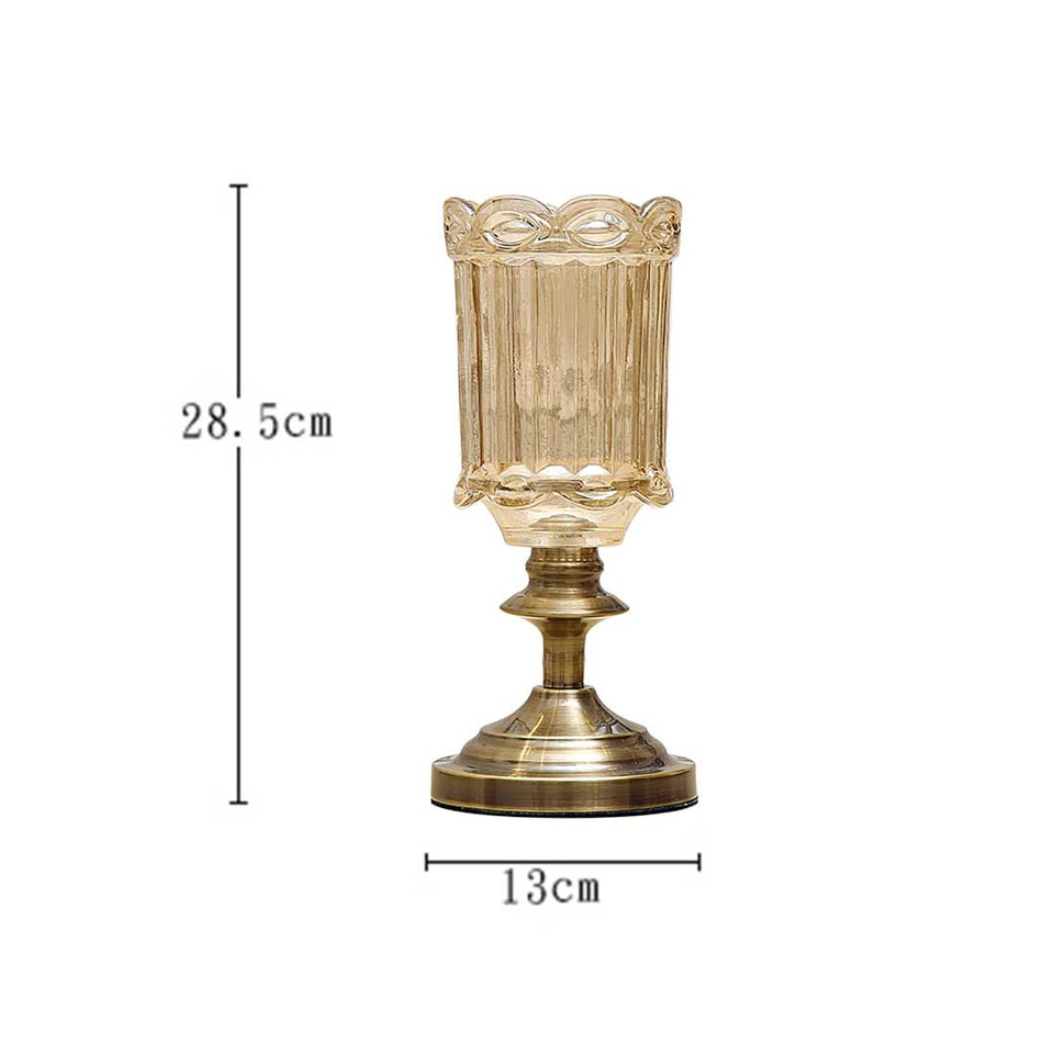SOGA 28cm Transparent Glass Flower Vase with Metal Base Filler Vase