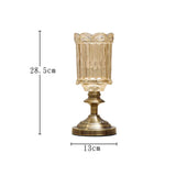 SOGA 28cm Transparent Glass Flower Vase with Metal Base Filler Vase