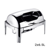 SOGA 6.5L Stainless Steel Double Soup Tureen Bowl Station Roll Top Buffet Chafing Dish Catering Chafer Food Warmer Server