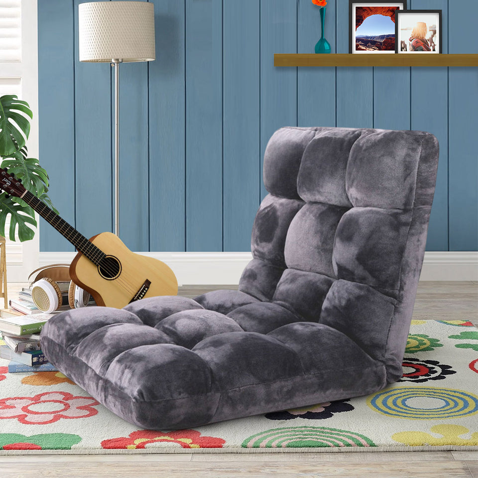 SOGA 4X Floor  Recliner Folding Lounge Sofa Futon Couch Folding Chair Cushion Grey