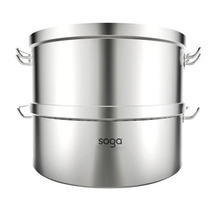 SOGA Commercial 304 Stainless Steel Steamer With 2 Tiers Top Food Grade 40*26cm