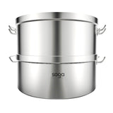 SOGA Commercial 304 Stainless Steel Steamer With 2 Tiers Top Food Grade 40*26cm