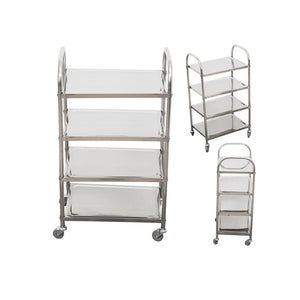SOGA 2X 4 Tier Stainless Steel Kitchen Food Cart Trolley Utility 950x500x1220mm