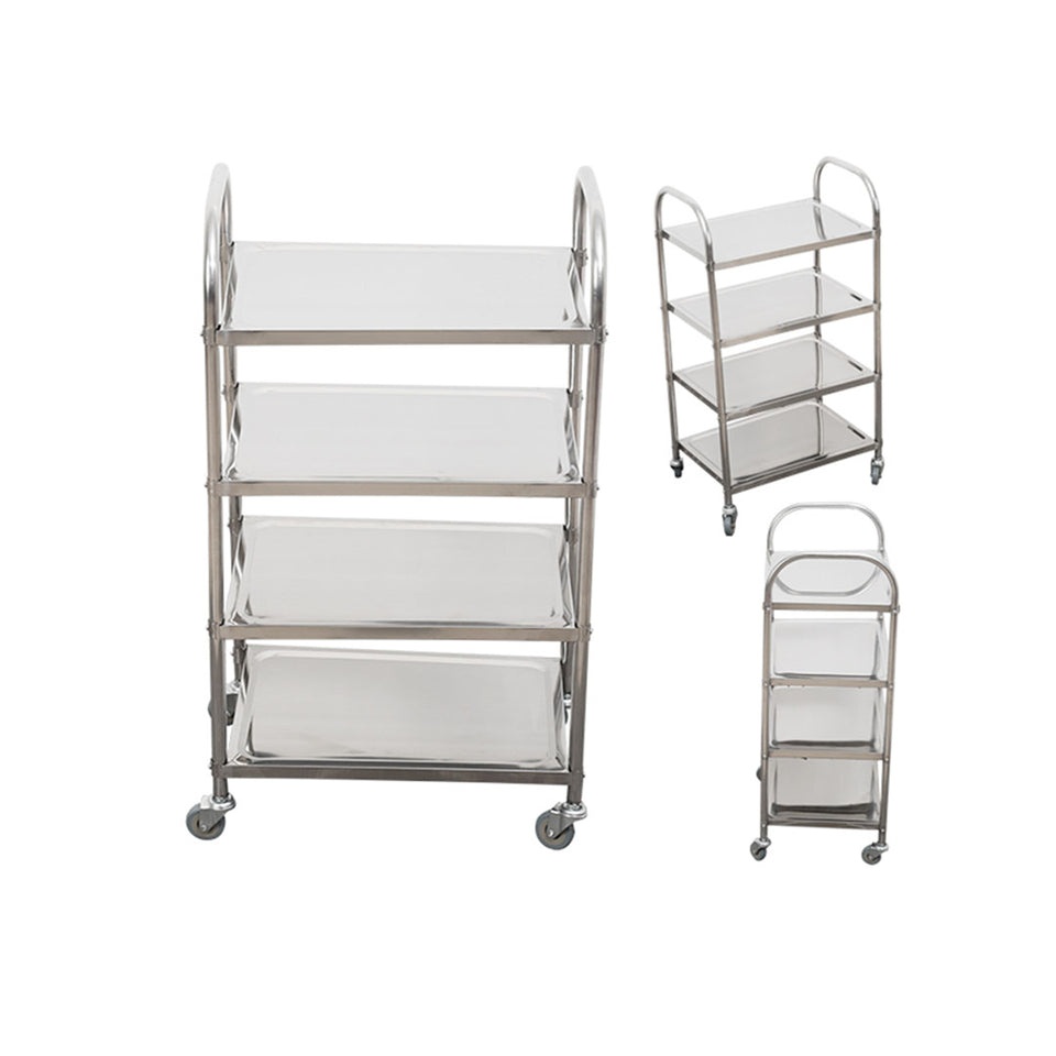 SOGA 2X 4 Tier Stainless Steel Kitchen Food Cart Trolley Utility 950x500x1220mm