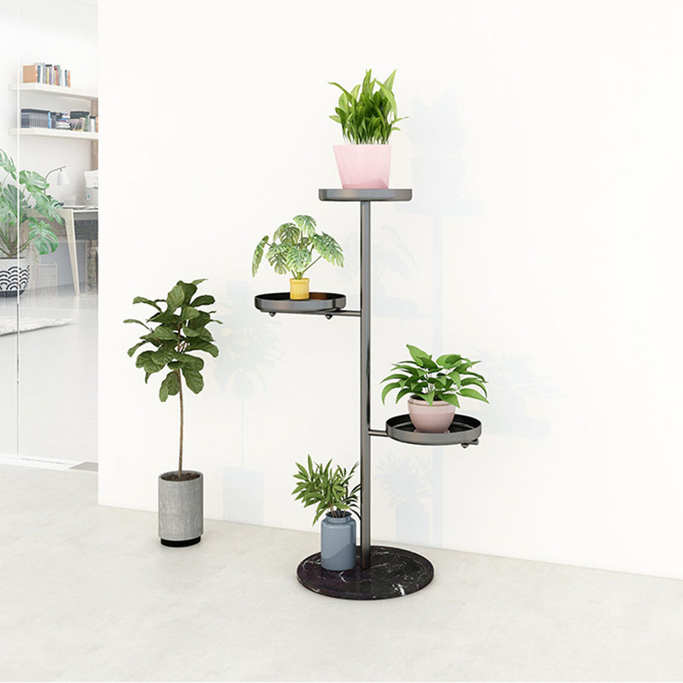 SOGA 3 Tier Black Round Plant Stand Flowerpot Tray Display Living Room Balcony Metal Decorative Shelf