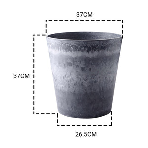 SOGA 2X 37cm Weathered Grey Round Resin Plant Flower Pot in Cement Pattern Planter Cachepot for Indoor Home Office