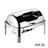 SOGA 2X 6.5L Stainless Steel Double Soup Tureen Bowl Station Roll Top Buffet Chafing Dish Catering Chafer Food Warmer Serve