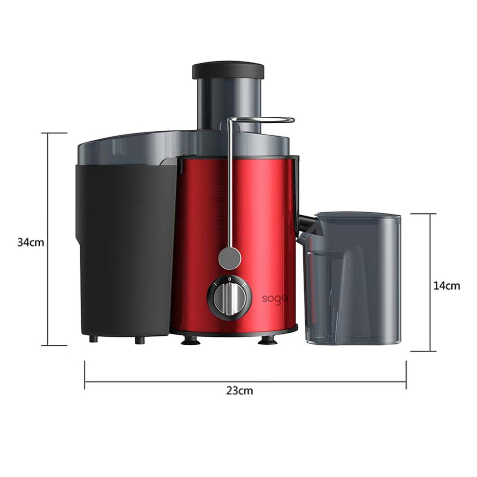 SOGA Juicer 400W Professional Stainless Steel Whole Fruit Vegetable Juice Extractor Diet Red