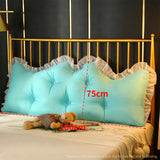 SOGA 2X 180cm Light Blue Princess Bed Pillow Headboard Backrest Bedside Tatami Sofa Cushion with Ruffle Lace Home Decor