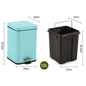 SOGA 4X Foot Pedal Stainless Steel Rubbish Recycling Garbage Waste Trash Bin Square 12L Blue