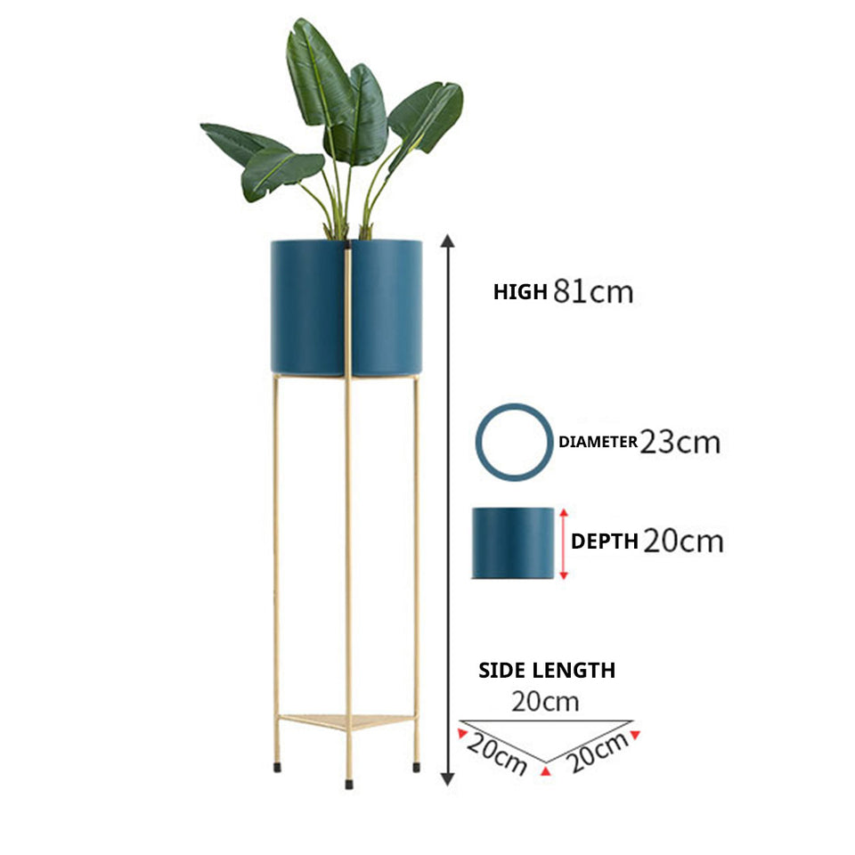 blue plant pot with stand SOGA 2 Layer 81cm Gold Metal Plant Stand with Blue Flower Pot Holder C – buyinaus