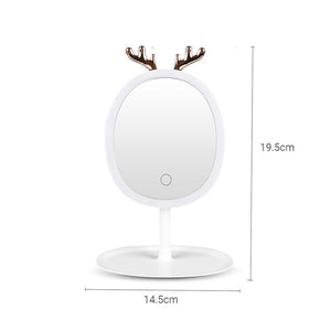 SOGA 2X White Antler LED Light Makeup Mirror Tabletop Vanity Home Decor