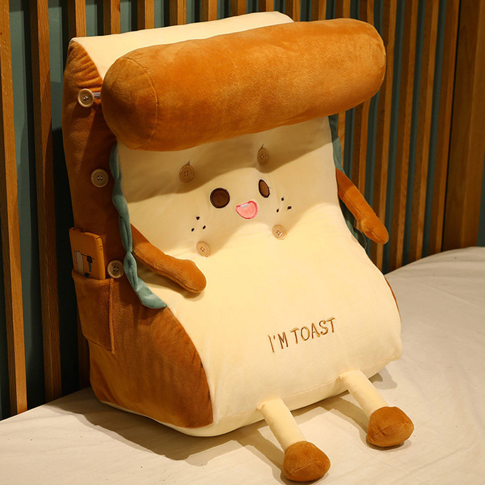 SOGA Cute Face Toast Bread Wedge Cushion Stuffed Plush Cartoon Back Support Pillow Home Decor