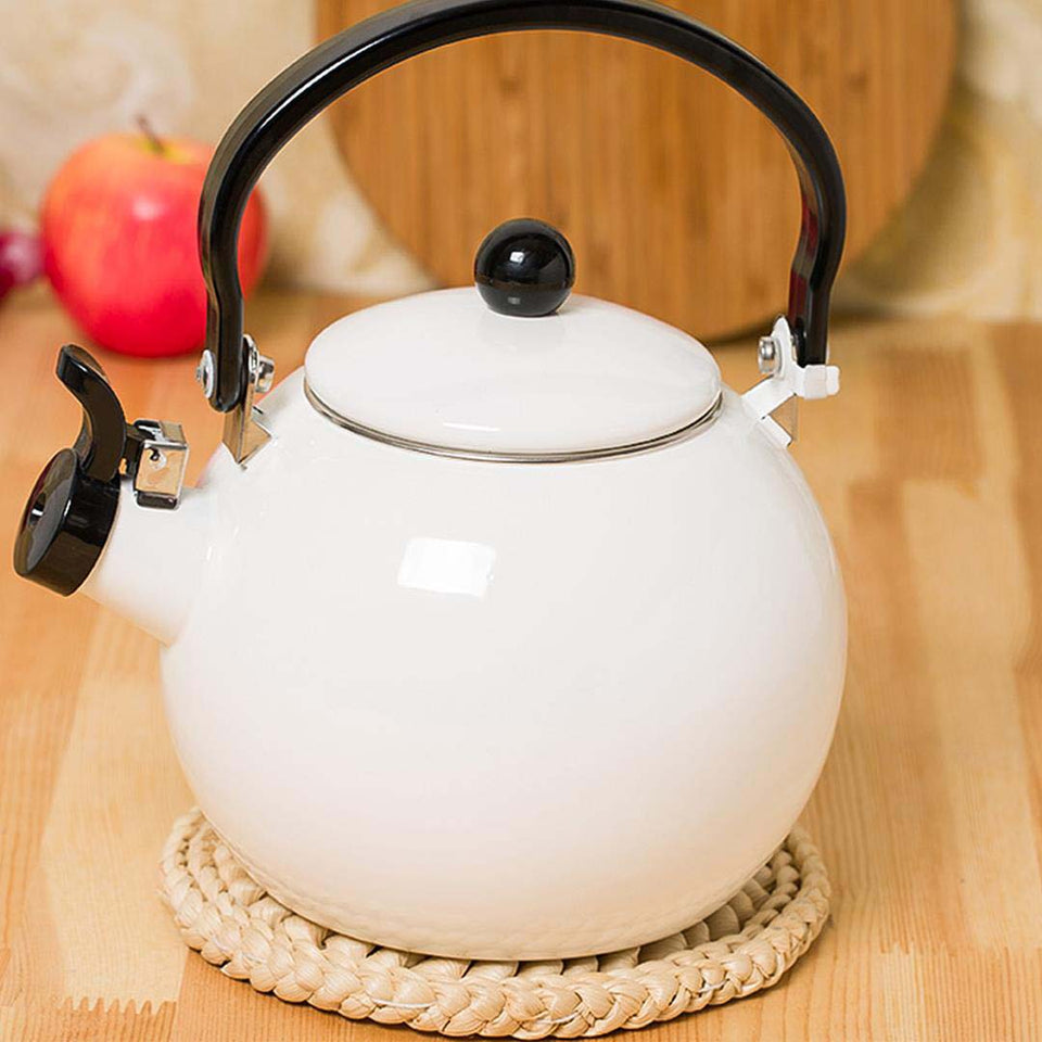 SOGA 2X 2 Litre Ceramic Enameled Porcelain Kettle Kitchen White
