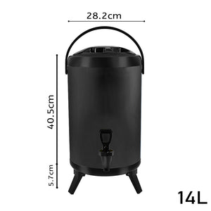 SOGA 14L Stainless Steel Insulated Milk Tea Barrel Hot and Cold Beverage Dispenser Container with Faucet Black