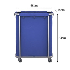SOGA 2X Stainless Steel Commercial Square Soiled Linen Laundry Trolley Cart with Wheels Blue