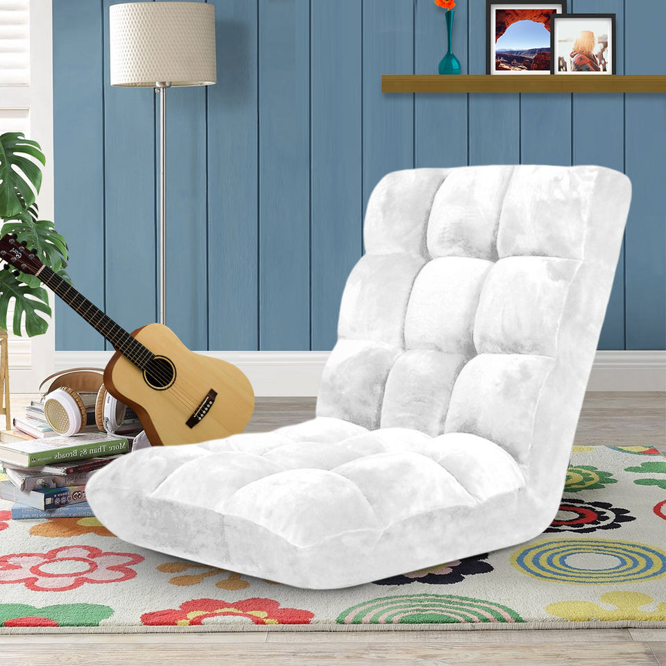 SOGA Floor Recliner Folding Lounge Sofa Futon Couch Folding Chair Cushion White x4