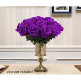 SOGA 10pcs Artificial Silk Flower Fake Rose Bouquet Table Decor Purple