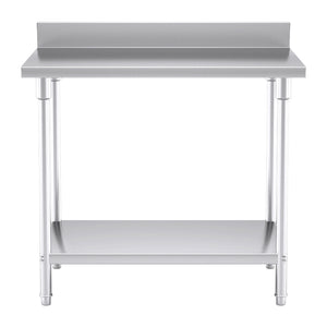 SOGA Commercial Catering Kitchen Stainless Steel Prep Work Bench Table with Back-splash 100*70*85cm
