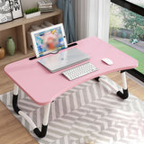 SOGA Pink Portable Bed Table Adjustable Foldable Bed Sofa Study Table Laptop Mini Desk with Notebook Stand Card Slot Holder Home Decor