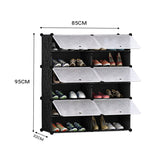 SOGA 6 Tier 2 Column Shoe Rack Organizer Sneaker Footwear Storage Stackable Stand Cabinet Portable Wardrobe with Cover