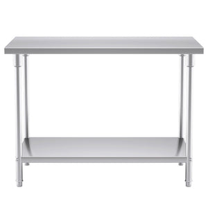 SOGA 2-Tier Commercial Catering Kitchen Stainless Steel Prep Work Bench Table 120*70*85cm