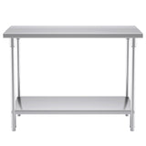 SOGA 2-Tier Commercial Catering Kitchen Stainless Steel Prep Work Bench Table 120*70*85cm