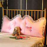 SOGA 2X 180cm Pink Princess Bed Pillow Headboard Backrest Bedside Tatami Sofa Cushion with Ruffle Lace Home Decor