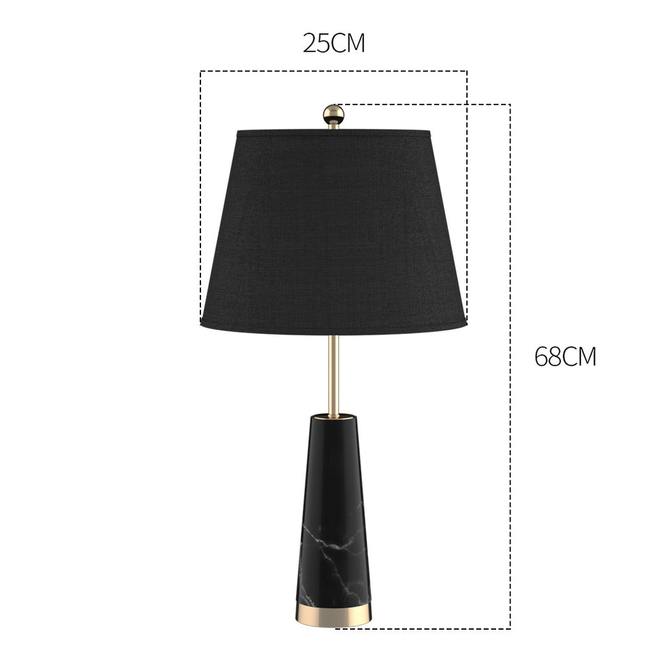 SOGA 4X 68cm Black Marble Bedside Desk Table Lamp Living Room Shade with Cone Shape Base