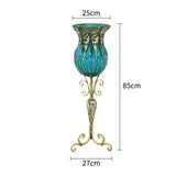 SOGA 85cm Blue Glass Tall Floor Vase and 12pcs Blue Artificial Fake Flower Set