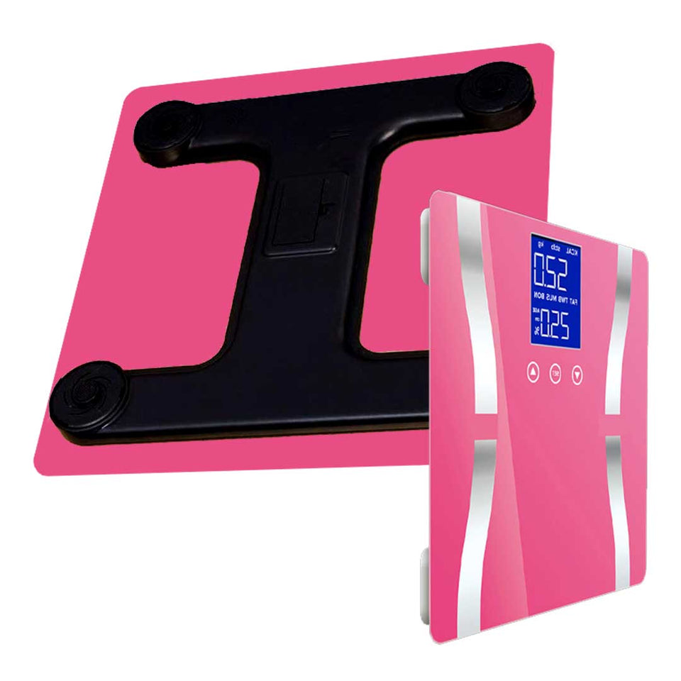 SOGA 2X Glass LCD Digital Body Fat Scale Bathroom Electronic Gym Water Weighing Scales Pink
