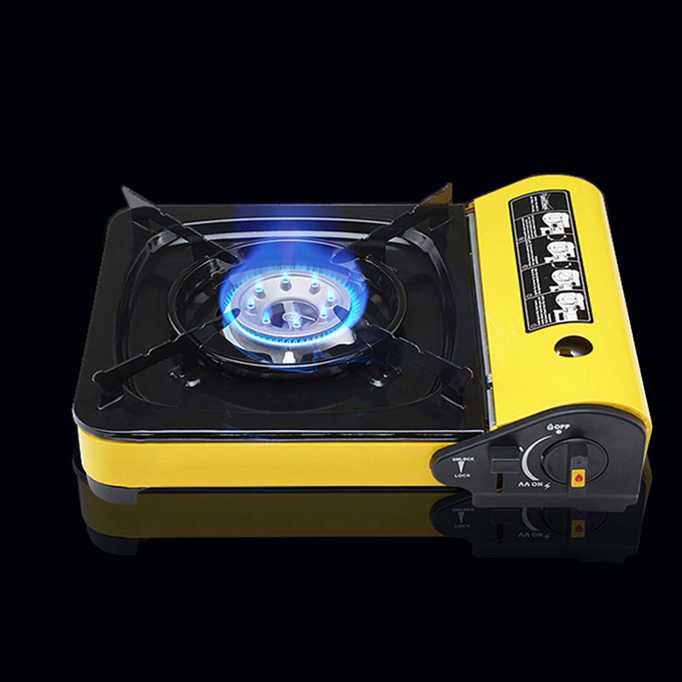 Portable Gas Stove Cooker Butane BBQ Camping Party Gas Burner Outdoor Yellow
