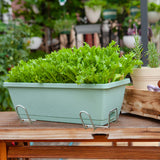 SOGA 49.5cm Green Rectangular Planter Vegetable Herb Flower Outdoor Plastic Box with Holder Balcony Garden Decor Set of 4