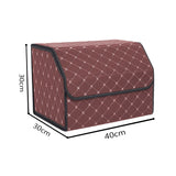 SOGA Leather Car Boot Collapsible Foldable Trunk Cargo Organizer Portable Storage Box Coffee/Gold Stitch Medium