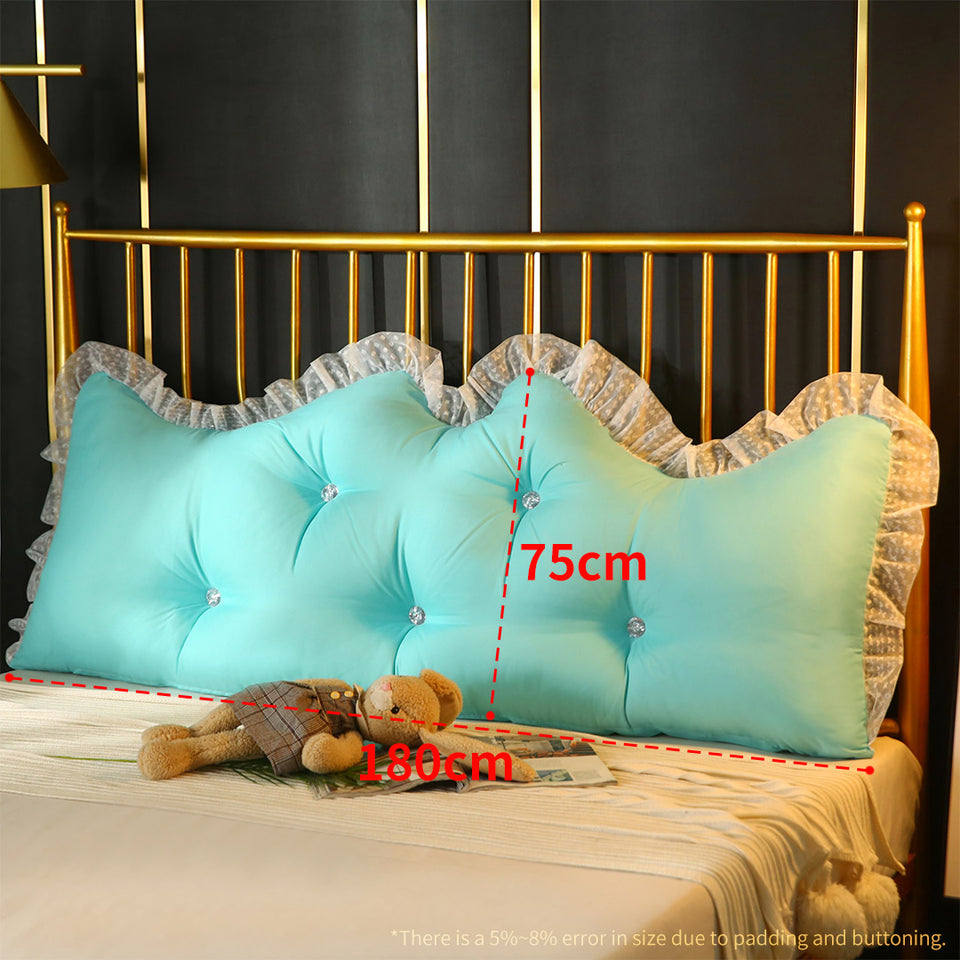 SOGA 4X 180cm Light Blue Princess Bed Pillow Headboard Backrest Bedside Tatami Sofa Cushion with Ruffle Lace Home Decor