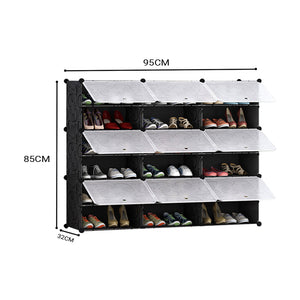 SOGA 6 Tier 3 Column Shoe Rack Organizer Sneaker Footwear Storage Stackable Stand Cabinet Portable Wardrobe with Cove