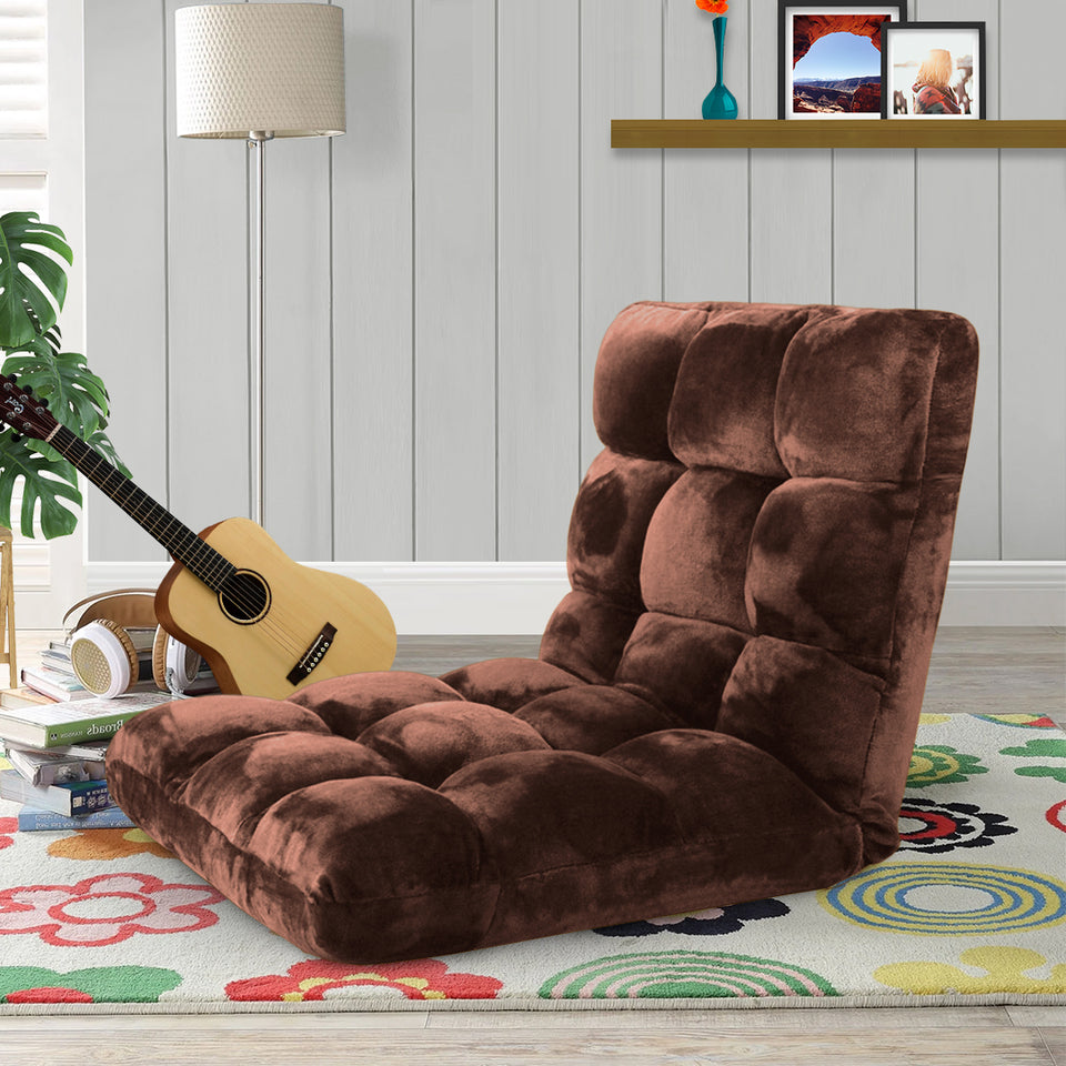SOGA Floor Recliner Folding Lounge Sofa Futon Couch Folding Chair Cushion Coffee x4