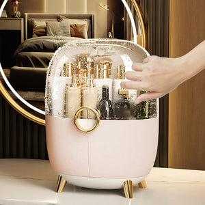 SOGA Pink Transparent Countertop Makeup Organiser Cosmetic Storage Waterproof Dustproof Bathroom Skincare Holder with Lid