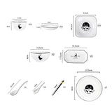 SOGA White Antler Printed Ceramic Dinnerware Set Crockery Soup Bowl Plate Server Kitchen Home Decor Set of 34
