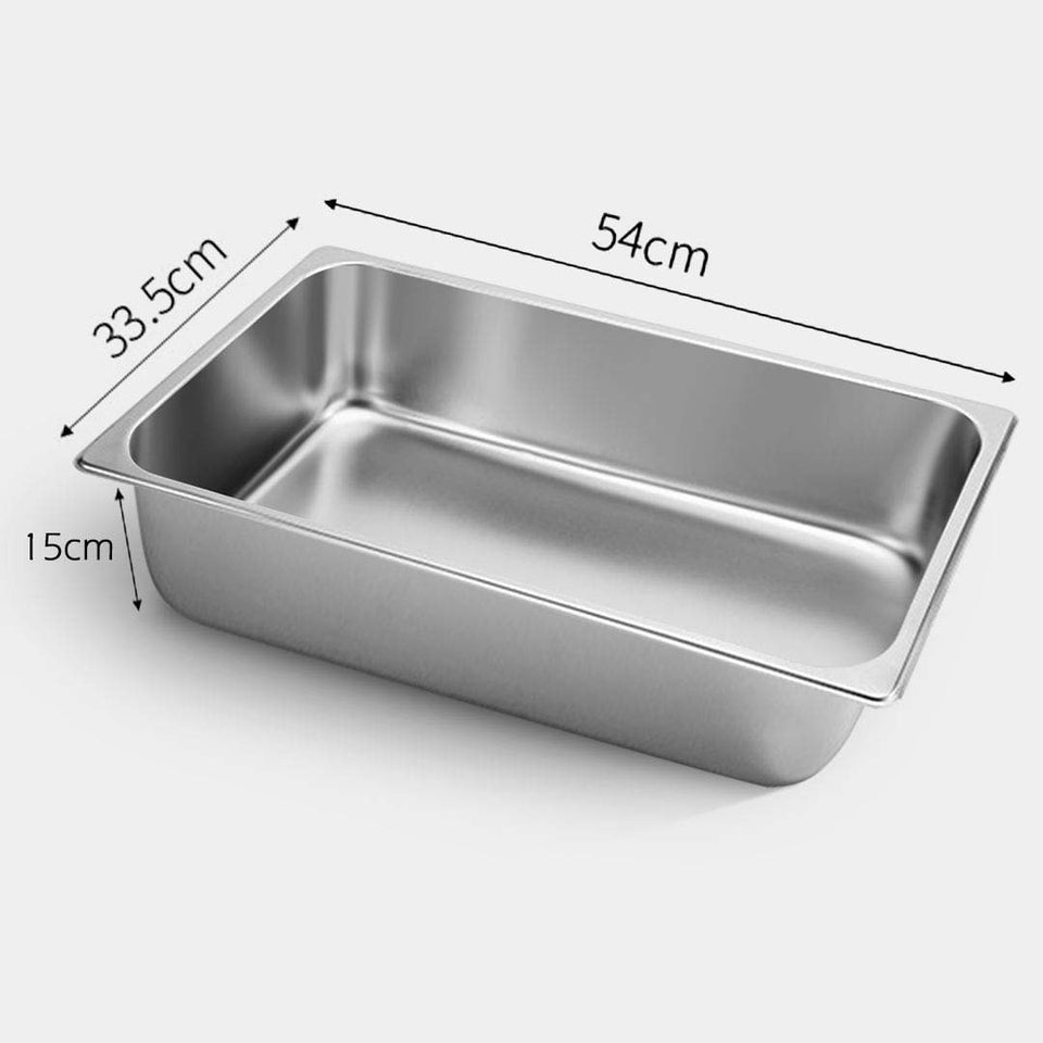 SOGA 2X Gastronorm GN Pan Full Size 1/1 GN Pan 15cm Deep Stainless Steel Tray