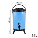 SOGA 8X 14L Stainless Steel Insulated Milk Tea Barrel Hot and Cold Beverage Dispenser Container with Faucet Blue