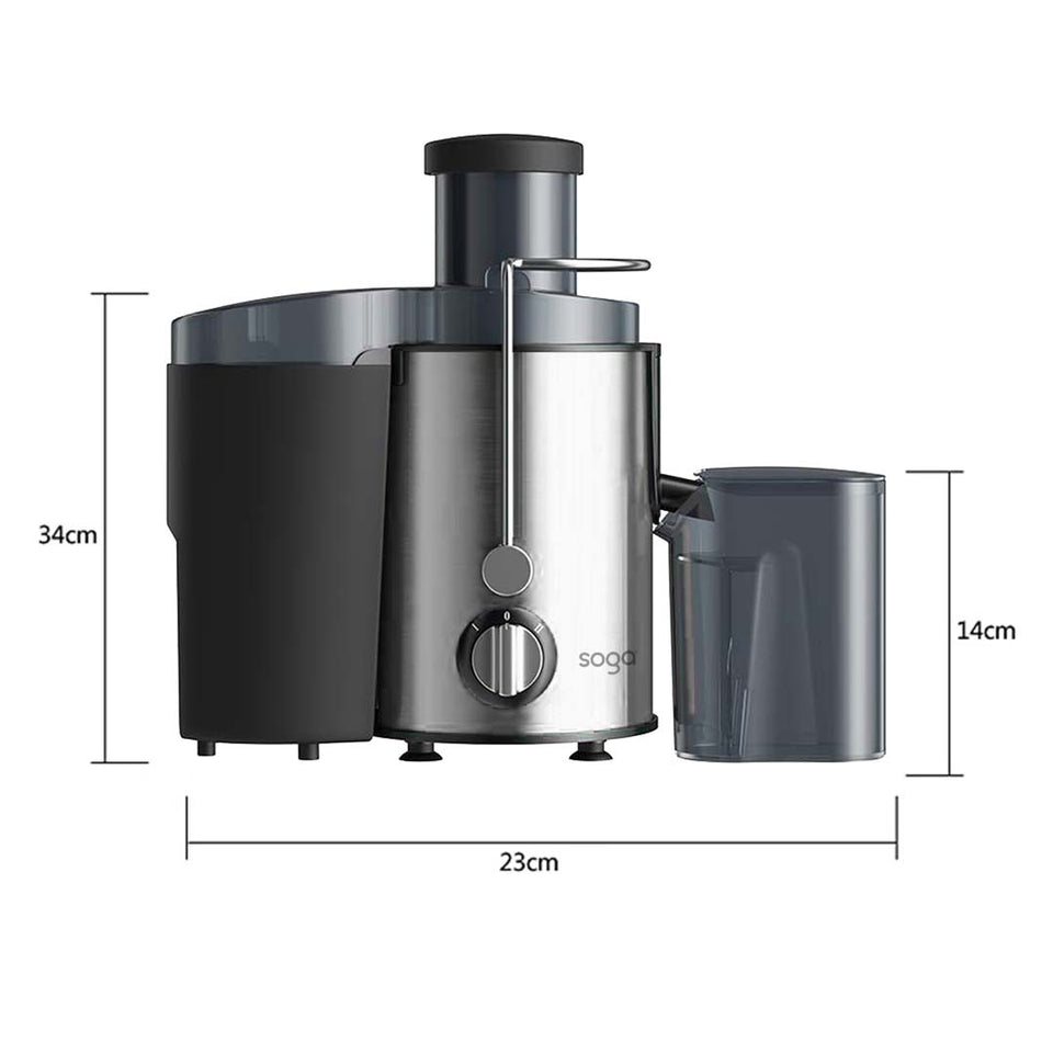 SOGA Juicer 400W Professional Stainless Steel Whole Fruit Vegetable Juice Extractor Diet Chrome